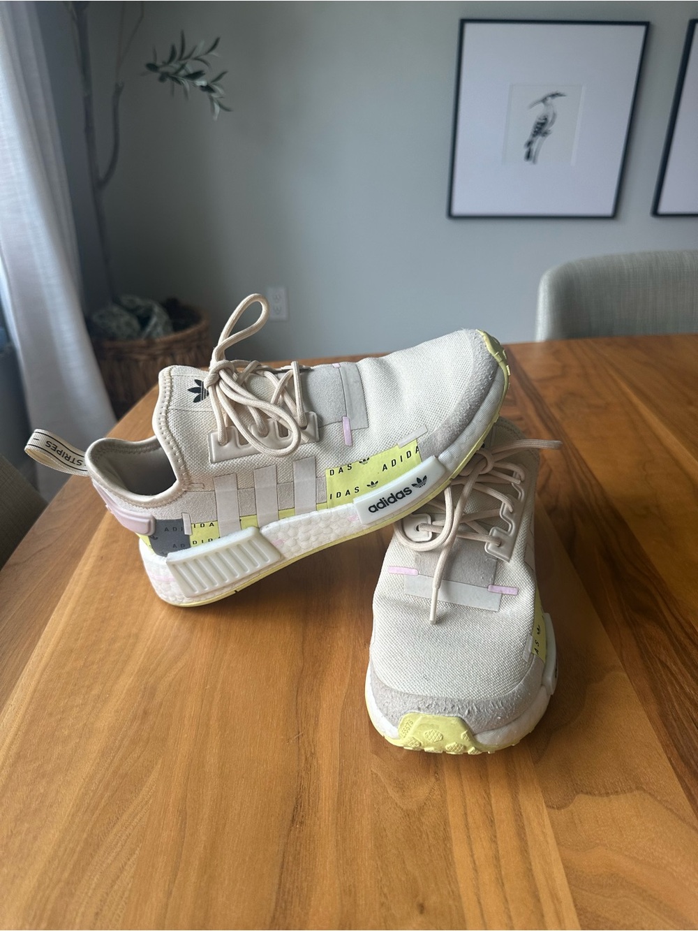 Adidas Wonder White yellow and pink NMD RI Sneakers